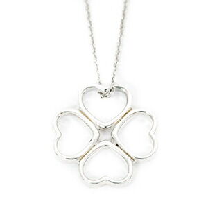 Tiffany Co Four Leaf Clover Heart Motif Silver Pendant